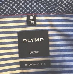 OLYMP Luxor Modern Fit Striped Long Sleeve button Down Dress Shirt size 19”/48